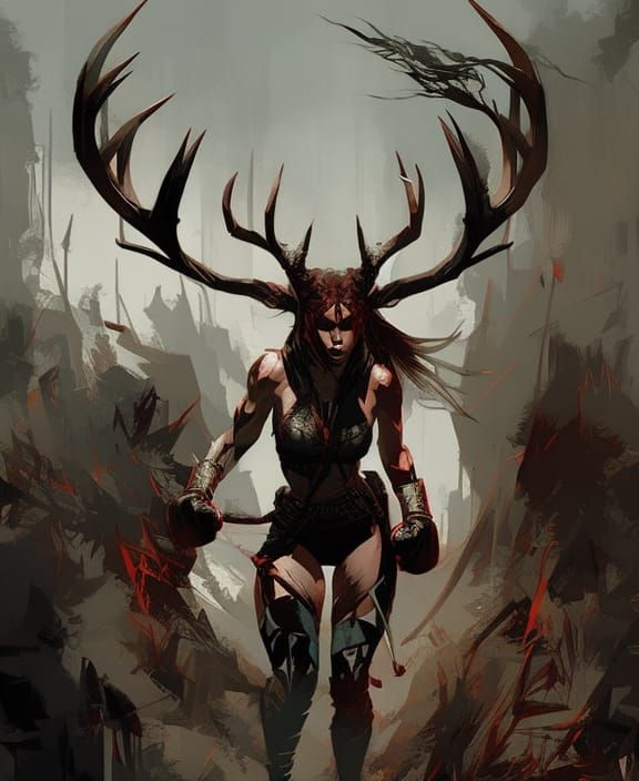 Deer Girl Fighter: Sinister Anthropomorphic Portrait