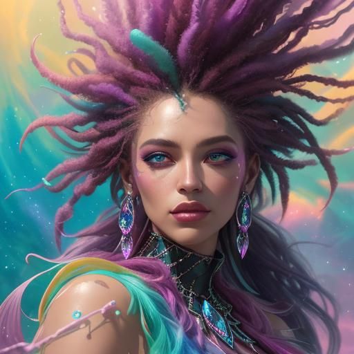 Candy Aardvark in a Swirling Nebula: Vibrant Digital Art