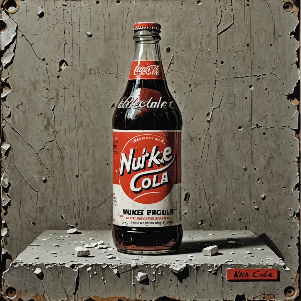 Distressed Nuke Cola Sign in Retrofuturist Style