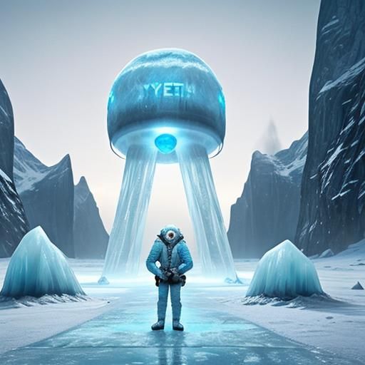 Yeti on Alien Planet with Tower Portal