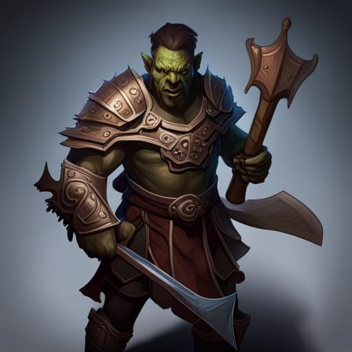 Orc Warrior Portrait in Hyperdetailed Style