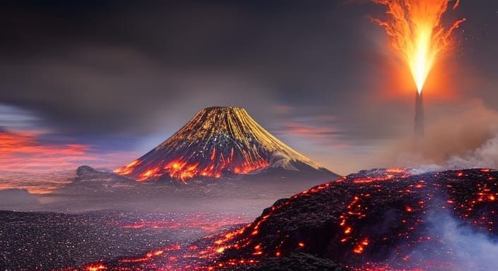 Winged Demon in Molten Hellscape: Hyperrealistic Art