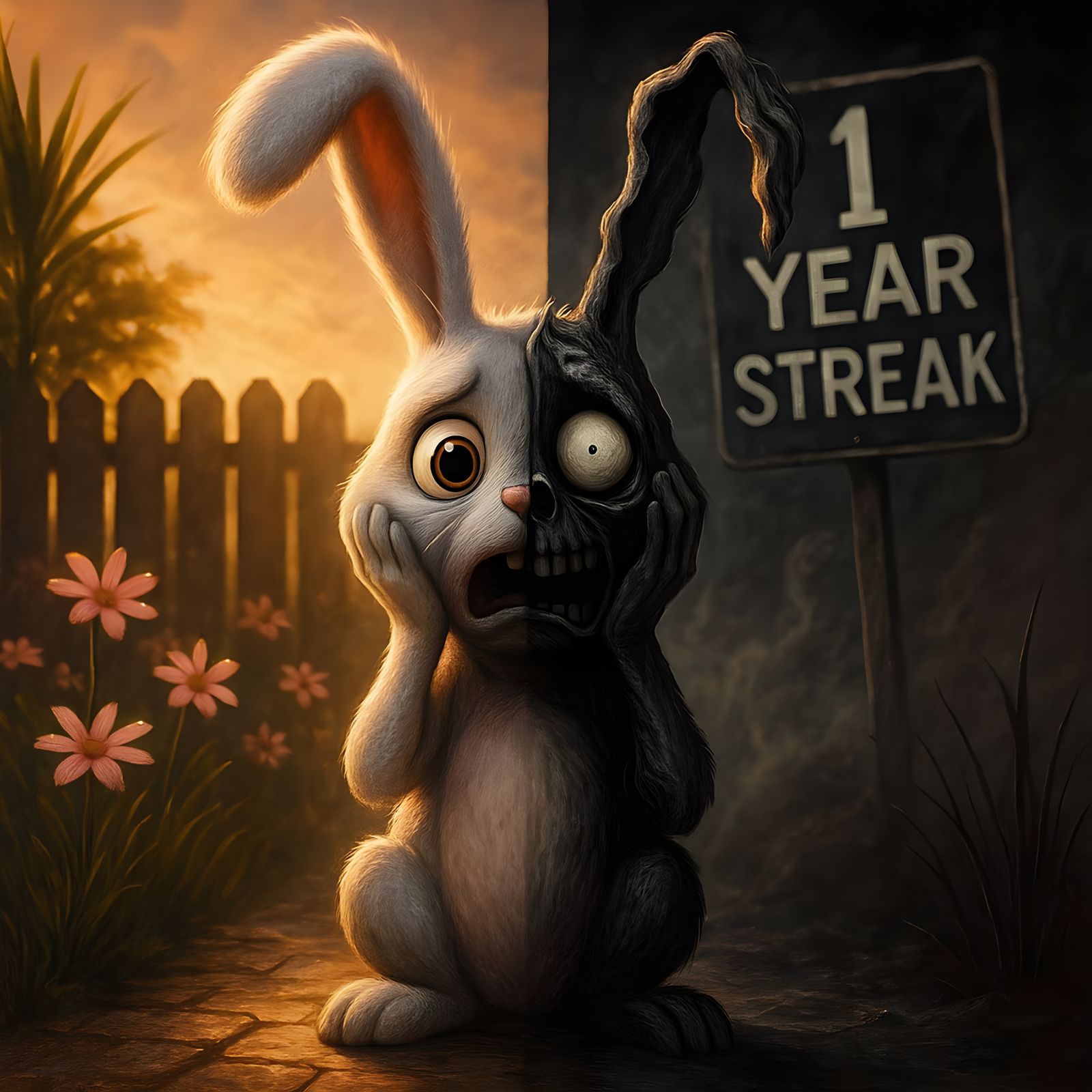 Surreal Bunny: Adorable Meets Macabre in Digital Art