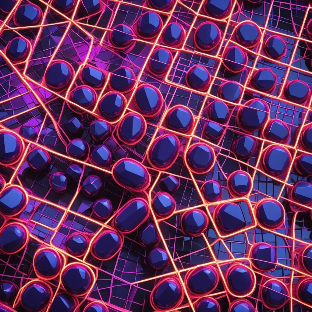 Neon Eggplant in Cyberpunk Geometric Pop Art