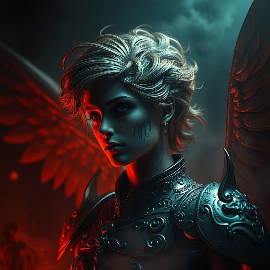 Fallen Angel in Hell, Dramatic Digital Painting