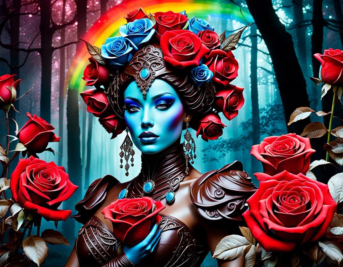 Chocolate Roses in Maximalist Digital Art