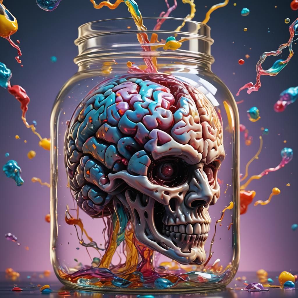 Brain in a Jar: Hyperrealistic 3D Render
