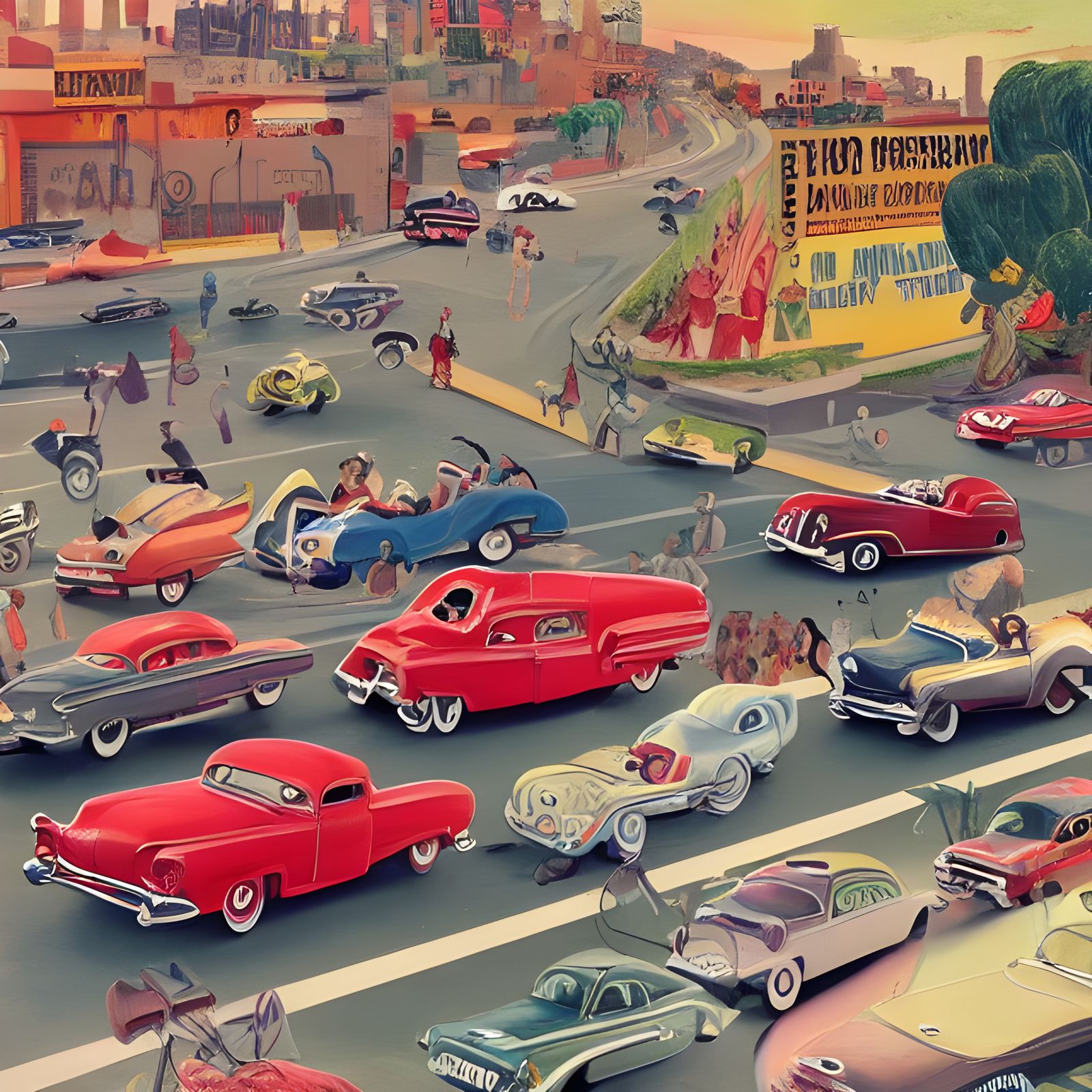 Vintage Pan American Road Race, Golden Age Illustration