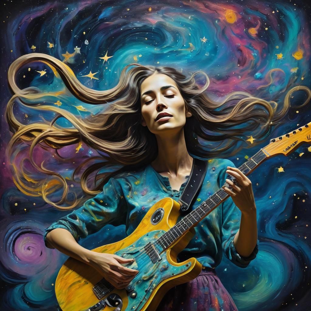 Surreal Nebula Guitarist in Cosmic Dreamscape