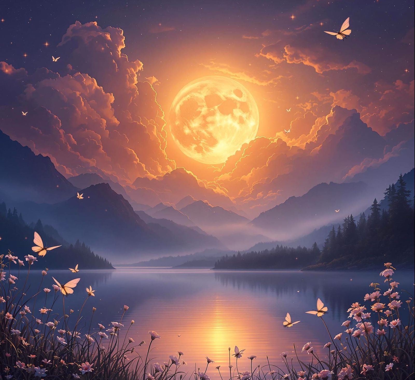 Surreal Amber Moon Masterpiece