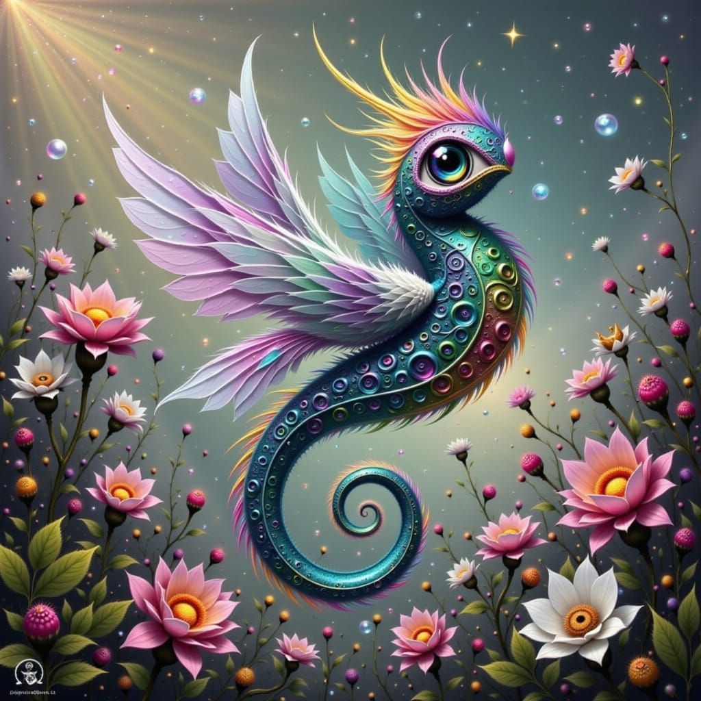 Rainbow Galaxy Eyes with Cosmic Swirls