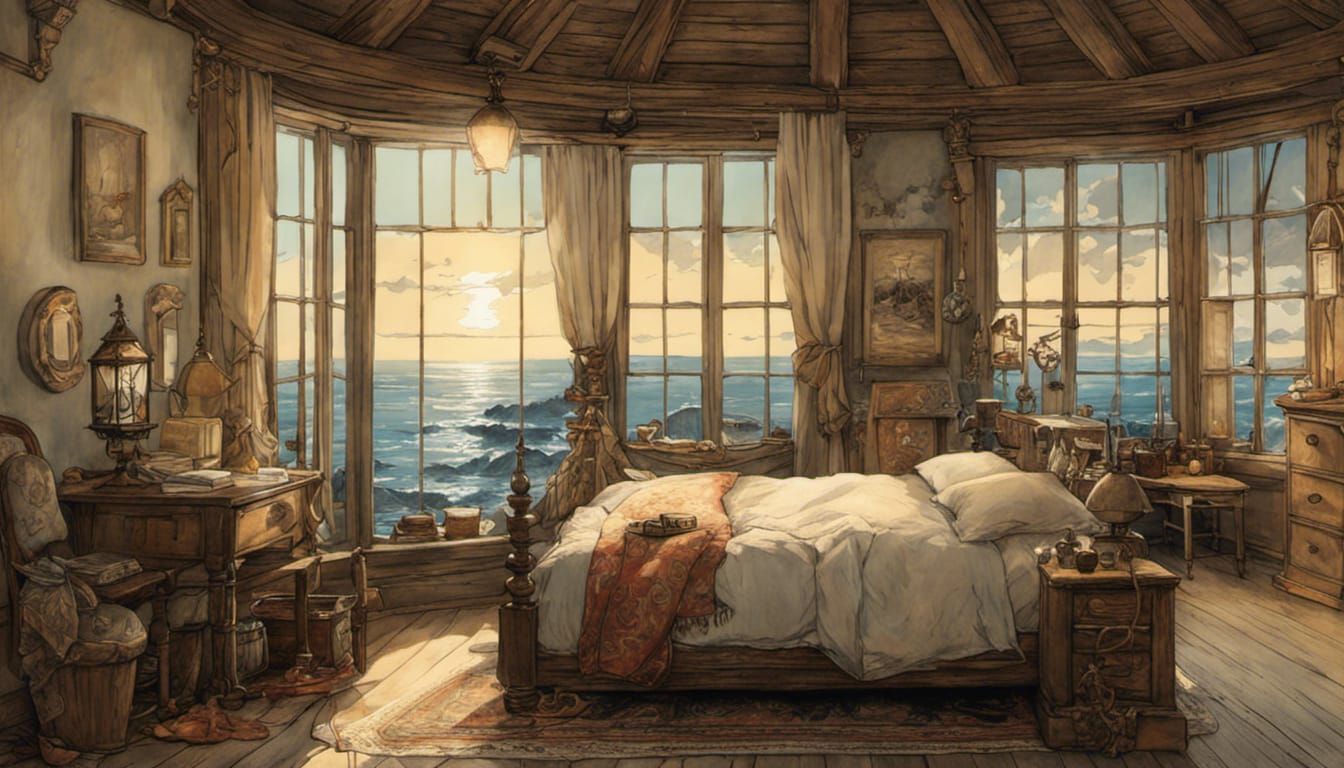 Cozy Lighthouse Bedroom in Whimsical Fantasy Style