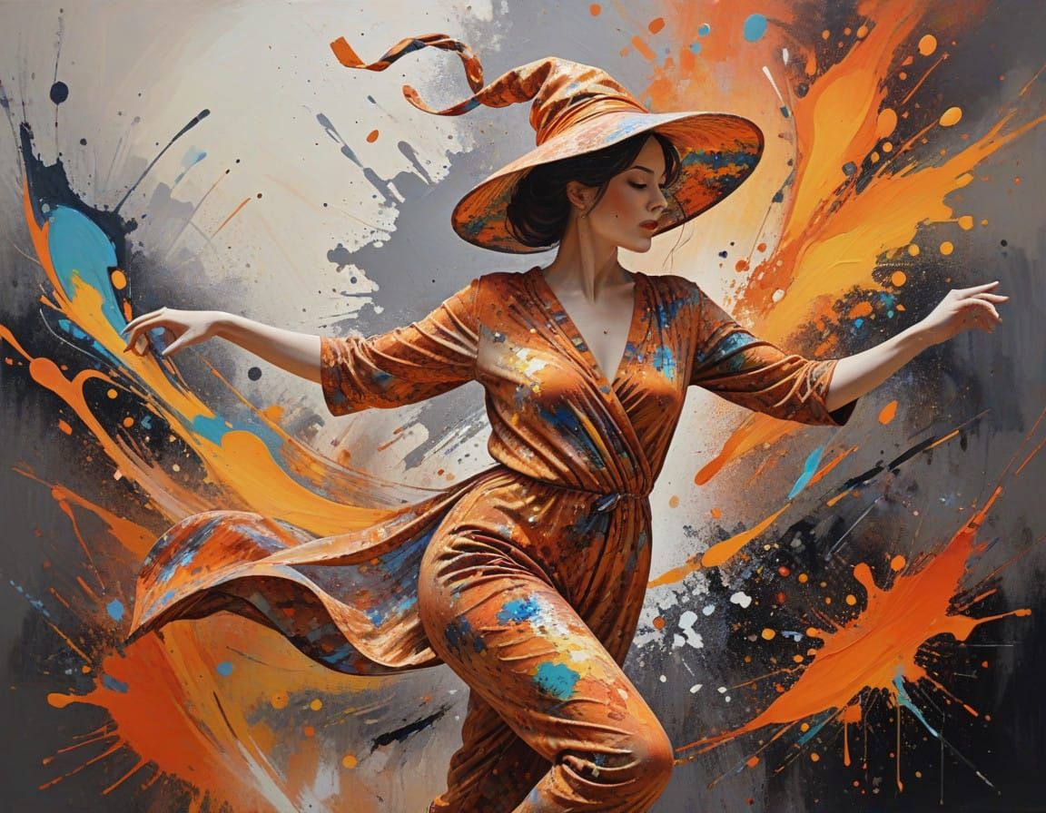 Vibrant Mambo Dancer in Swirling Colors