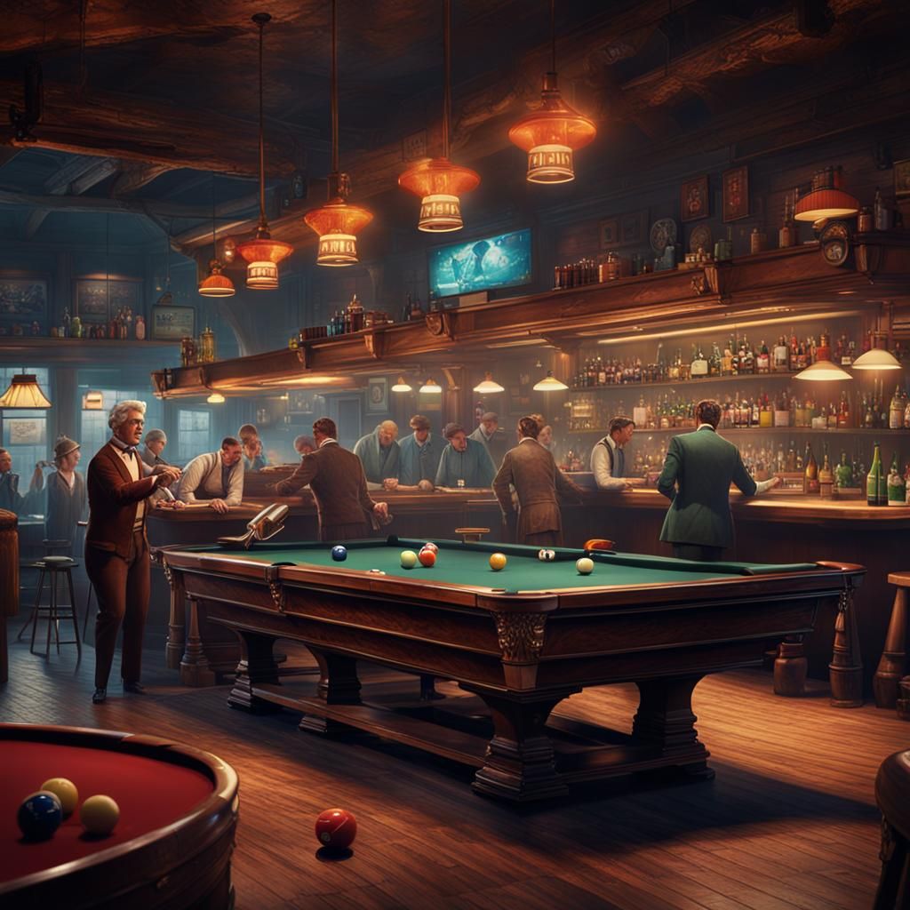 1950s Bar Scene with Barmaid in Detailed Painting