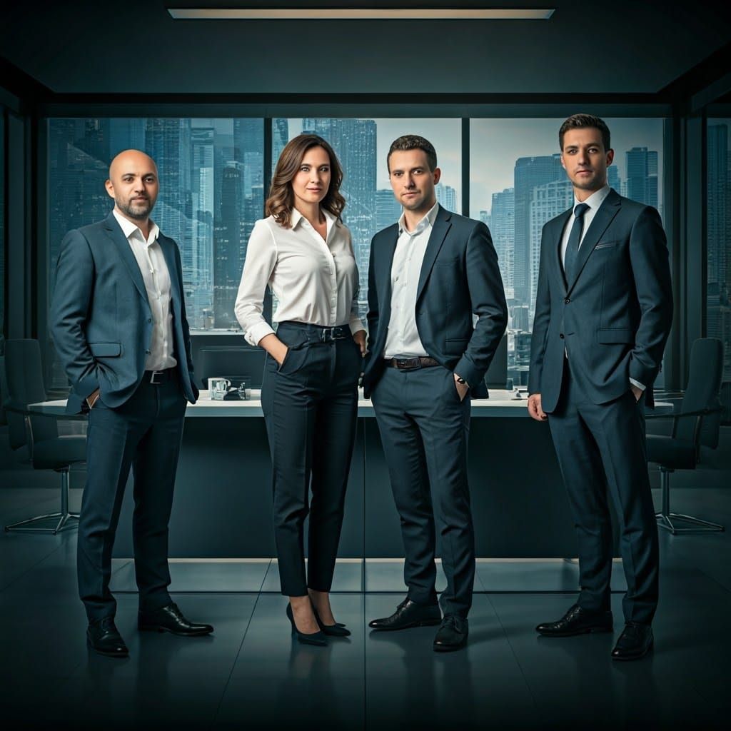 Confident Digital Marketing Team in Modern Office