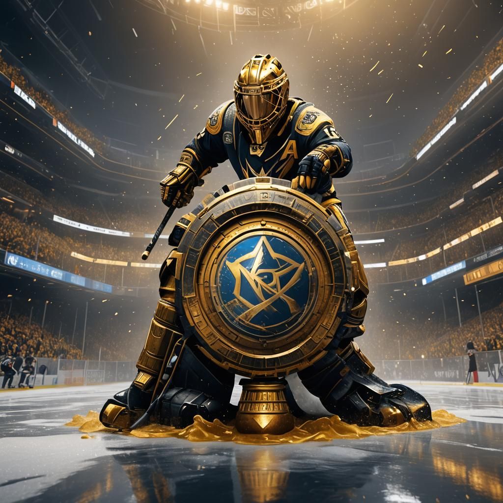 Golden NHL Strike: Detailed Matte Painting