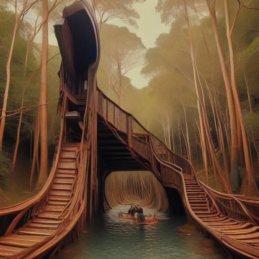 Screaming Potato on a Bridge, in Maximalist Style