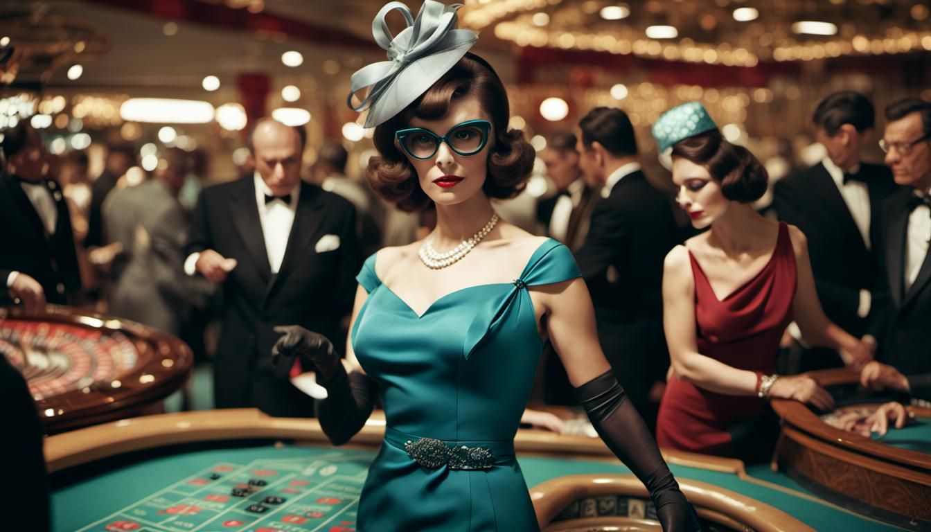 1960s Femme Fatale at Casino Roulette Table