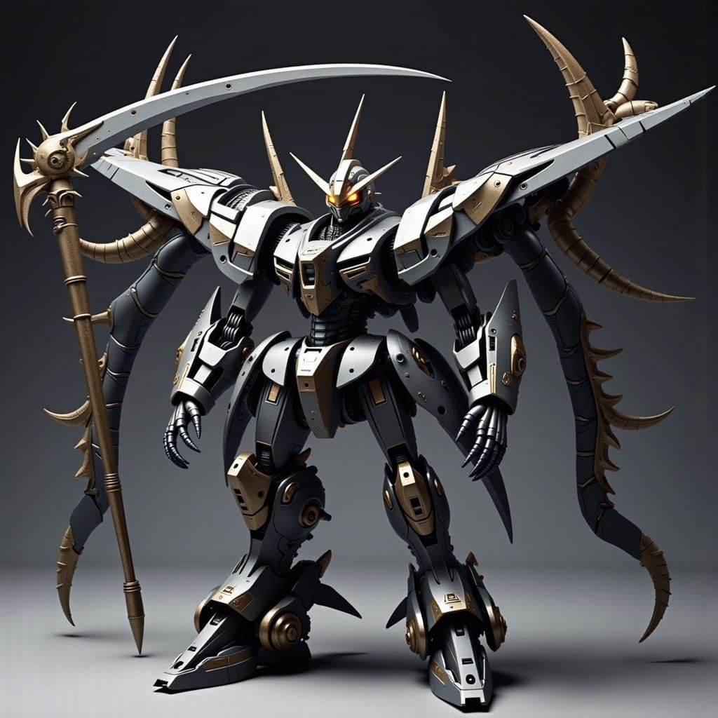 Futuristic Mobile Suit with Scythe
