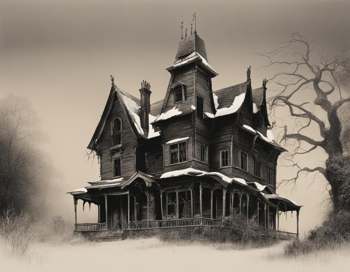 Eerie Haunted House Illustration