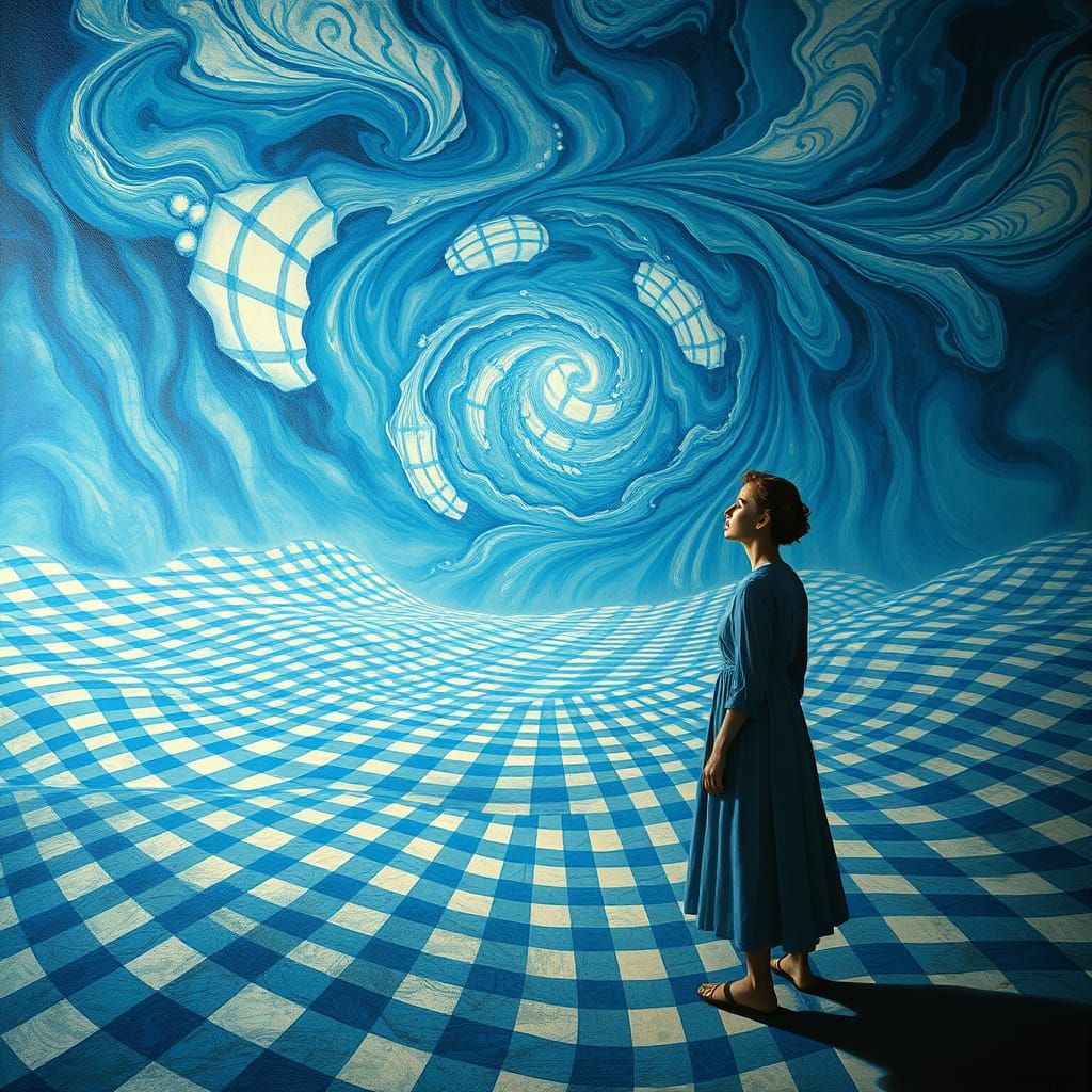 Surreal Dreamscapes in Vintage Gingham Patterns