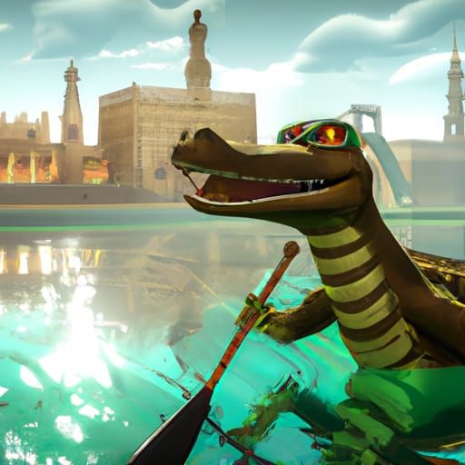 Anthropomorphic Crocodile Mascot for Luxor Olympics