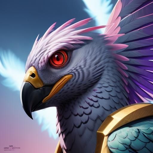 Vibrant Pigeon Digimon Portrait in Digital Art Style