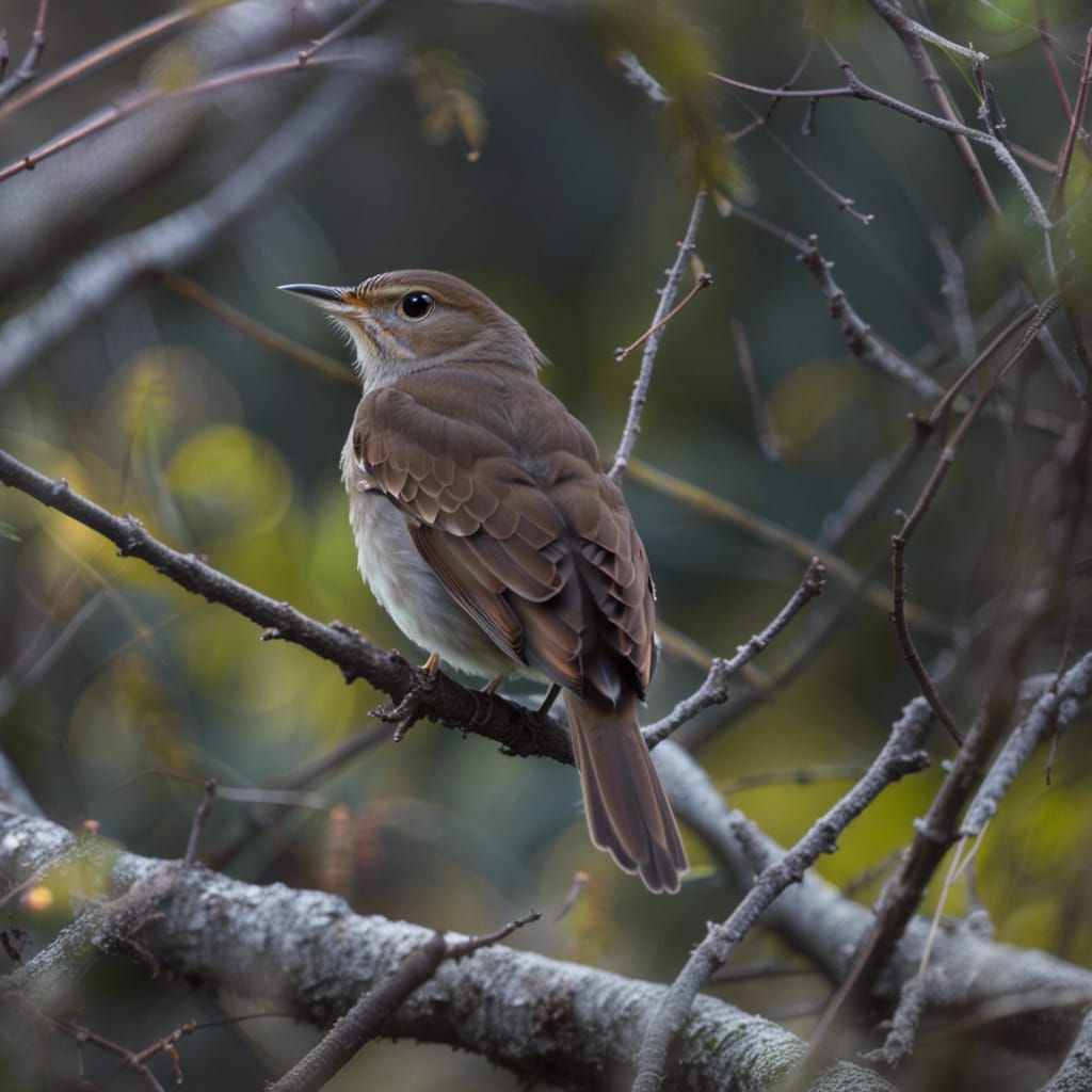 Nightingale's Dusk Song: A Serene AI Image