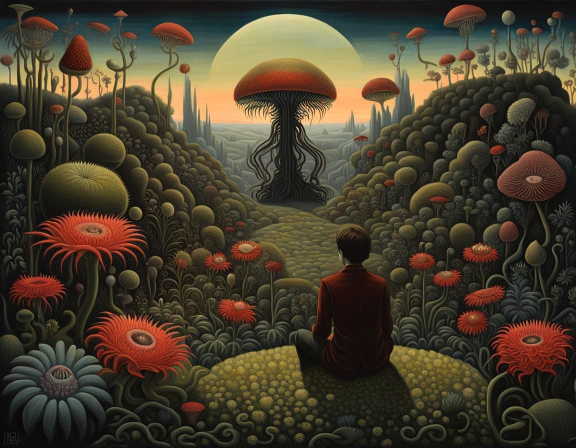 Boy in Alien Garden, Academic Art Style