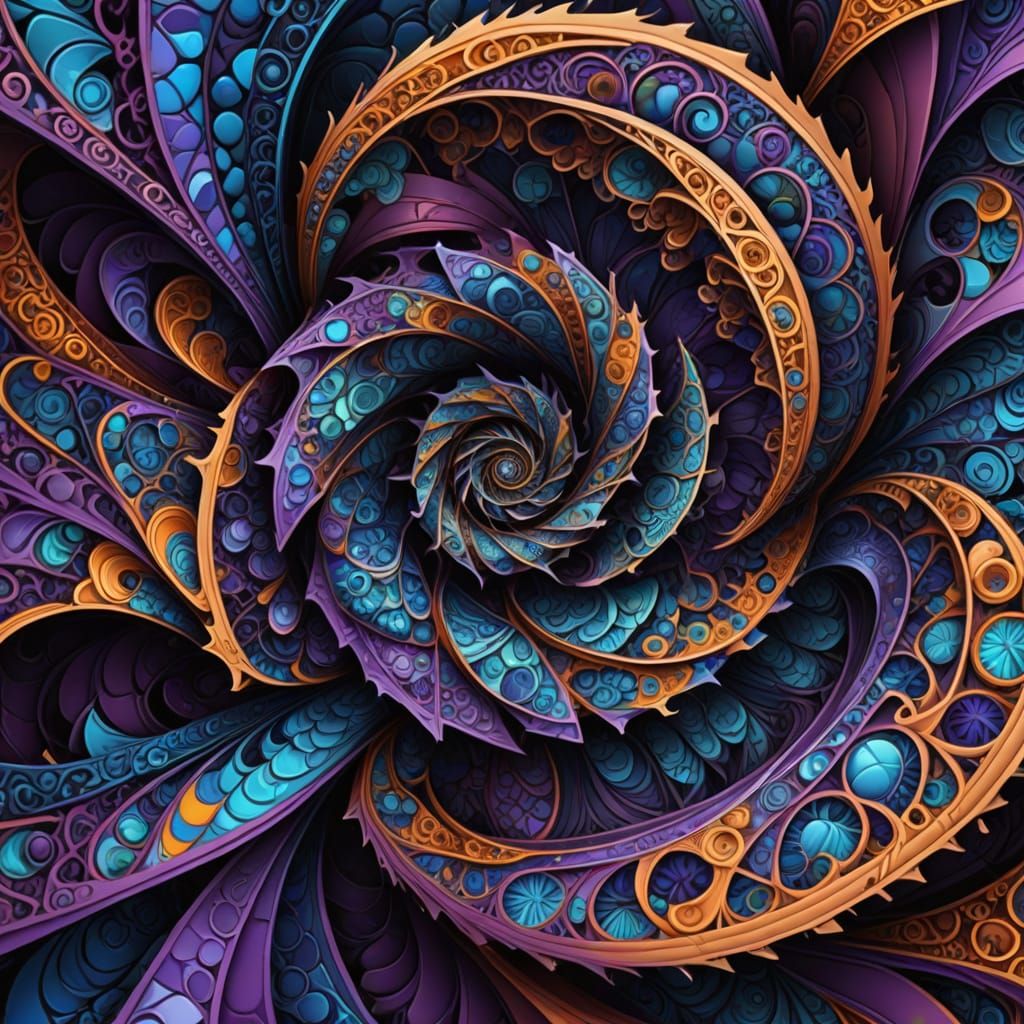 Vibrant Fractal Spiral in Digital Art