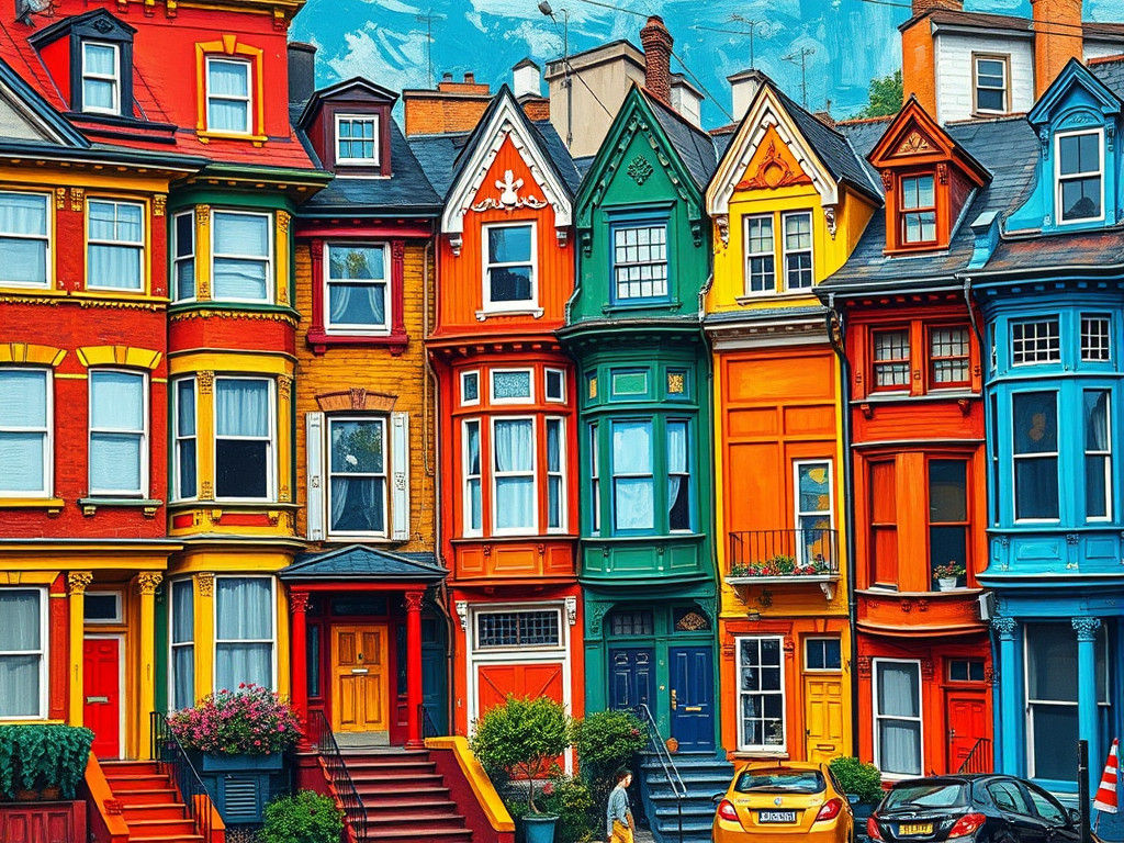 Neo-Impressionistic Row Houses in an Urban District