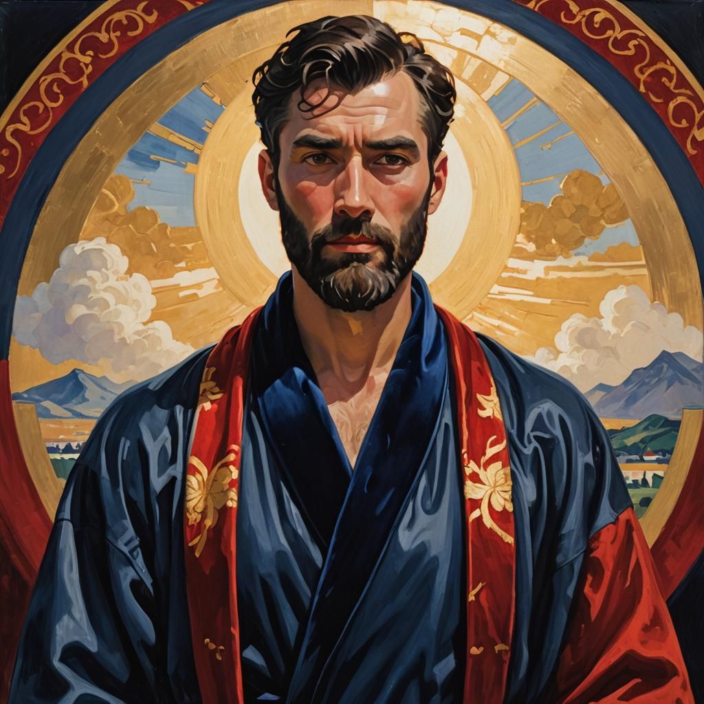 Heavenly Man in Neo-Impressionist Oil Painting