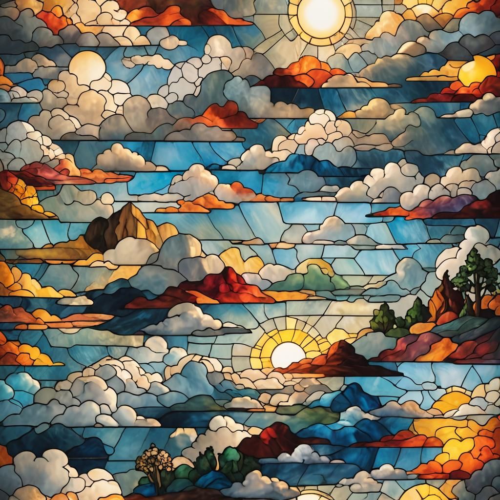 Stained Glass Landscape of Heaven and Hell
