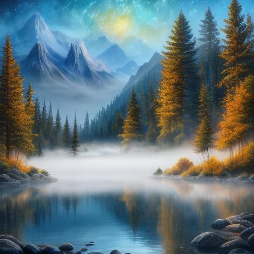 Ethereal Landscape with Loons in Soft Dawn Light