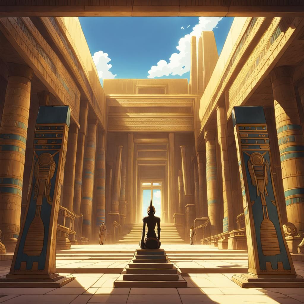 Anubis Temple in Egypt: Studio Ghibli Anime Visual