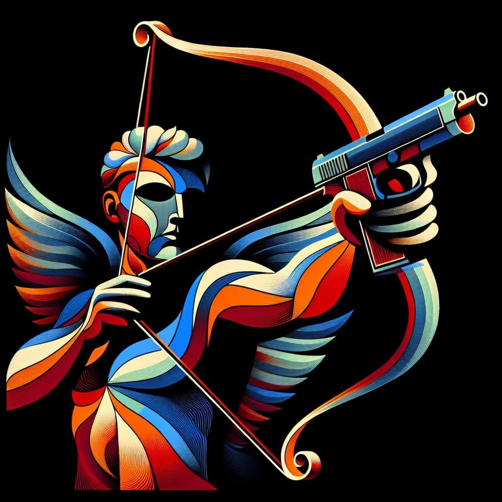 Abstract Cupid with a Gun: A Modern Love Symbol
