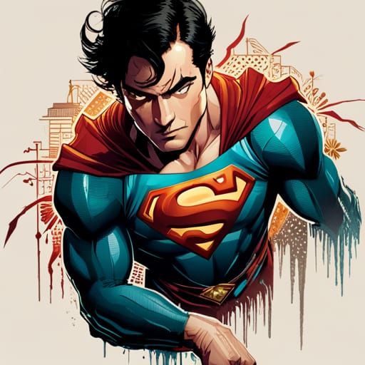 Superman in Luminous Colors and Golden Outlines