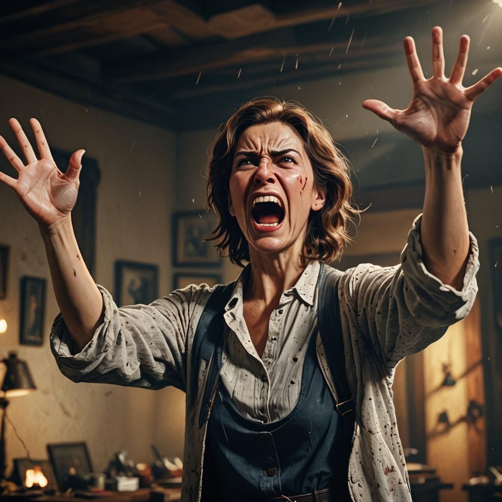 Woman Yelling at Husband in a Dramatic Matte Painting