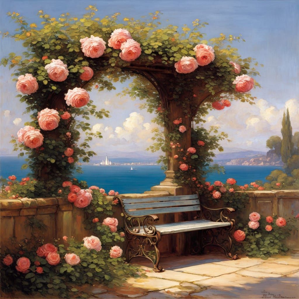 Rose Arbor Bench in Delicate Colors
