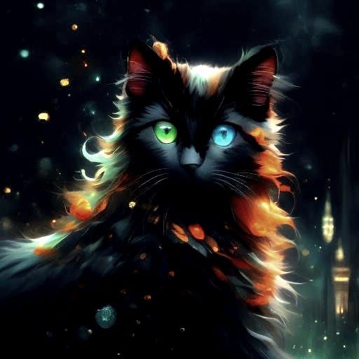 Emerald-Eyed Kitten and Girl in Lace Dress