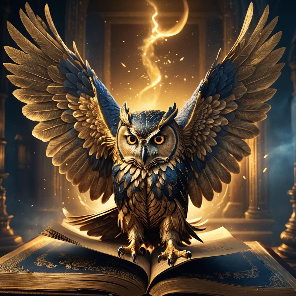 Golden Owl's Flight: Cinematic Digital Matte Painting