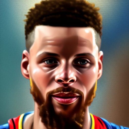 Stephen Curry Portrait in Hyperdetailed Digital Art Style