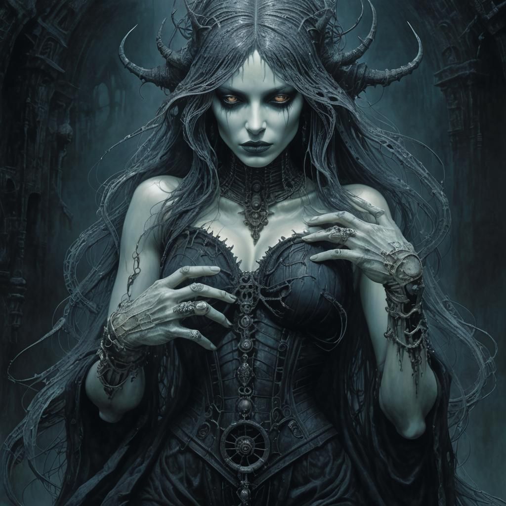 Captivating Sorceress in Gothic Dark Fantasy Style