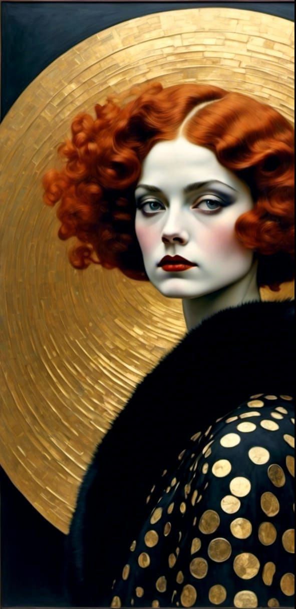 Gothic Jazz Age Portrait in Psychedelic Style