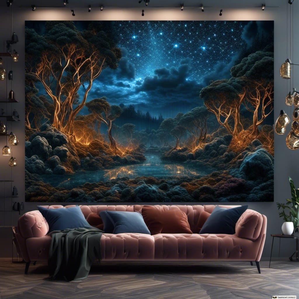 Rainy Night Forest: Abstract Neural Network Art