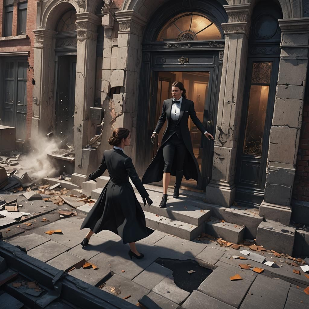 Secret Agents Break-in: A Detailed Matte Painting