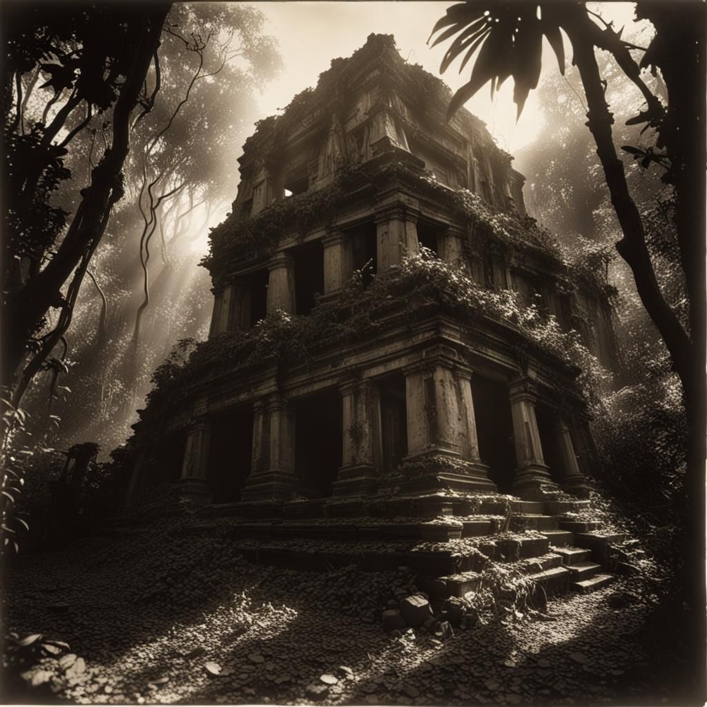 Ancient Jungle Temple Ruins in Collodion Process