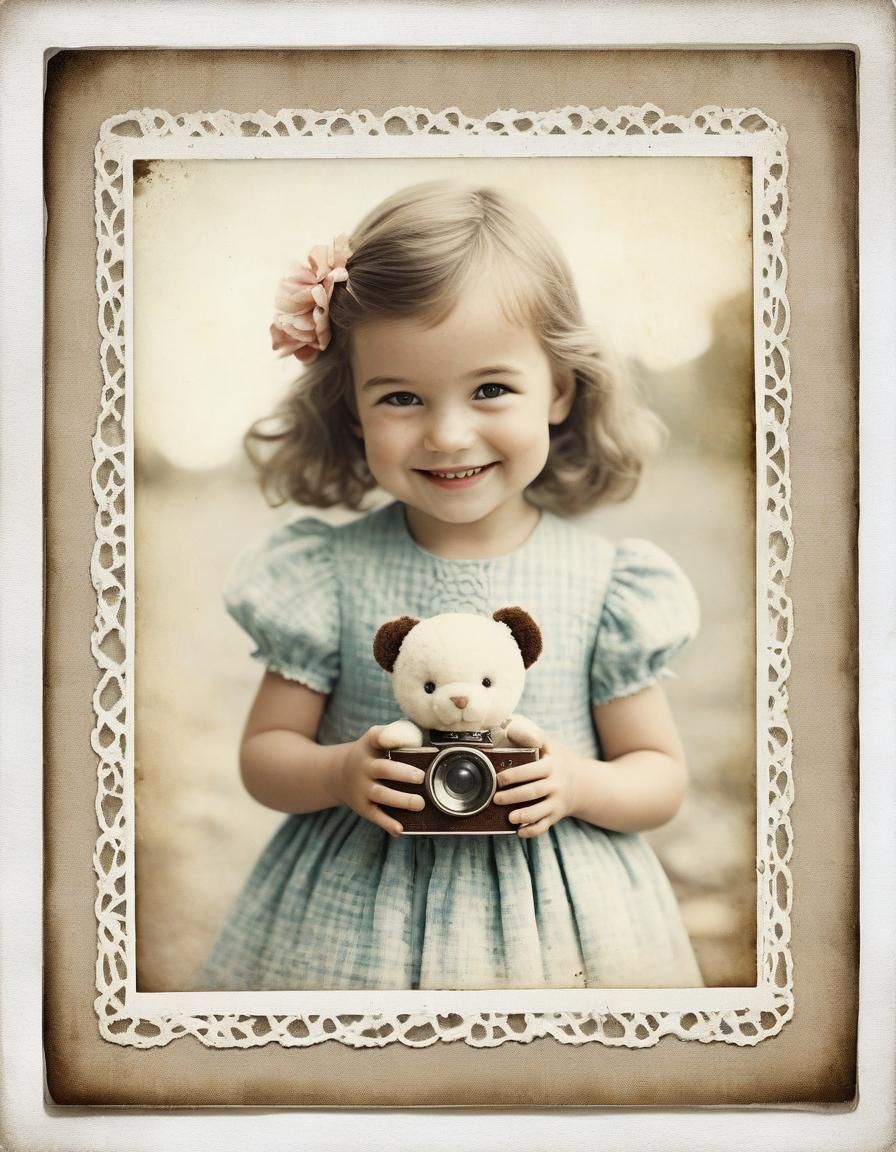 Vintage Instant Photo of a Smiling Girl