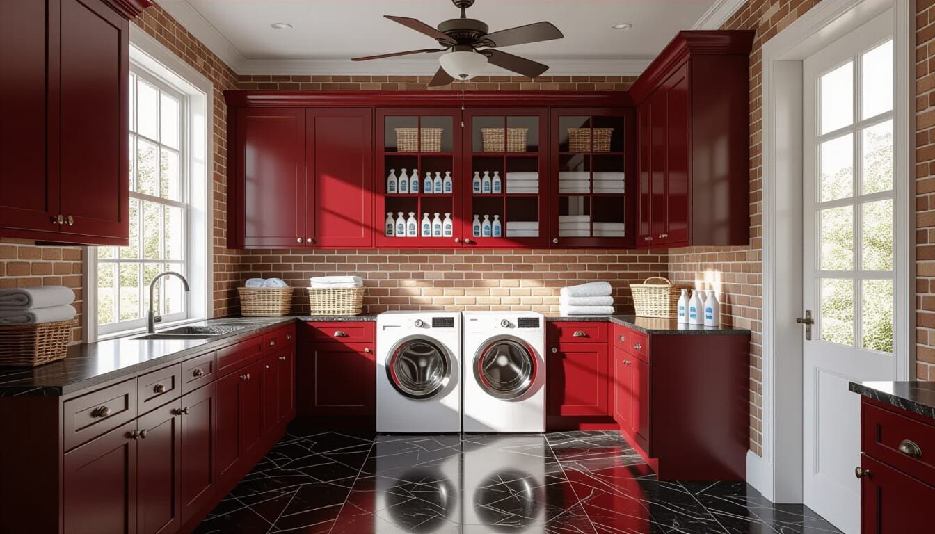 Victorian Laundry Room with Glass Wall in Photorealism