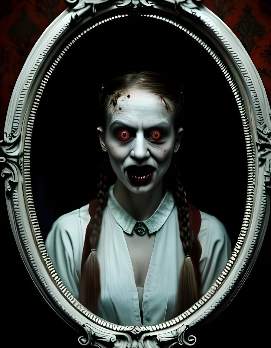 Eerie Bloody Mary in Haunted Mansion Mirror